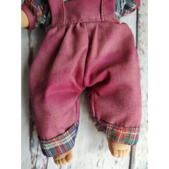 Palm Pals Bean Bag Kids Doll Boy Red Green Plaid, Sad Face Nose Running Read - Picture 4 of 11